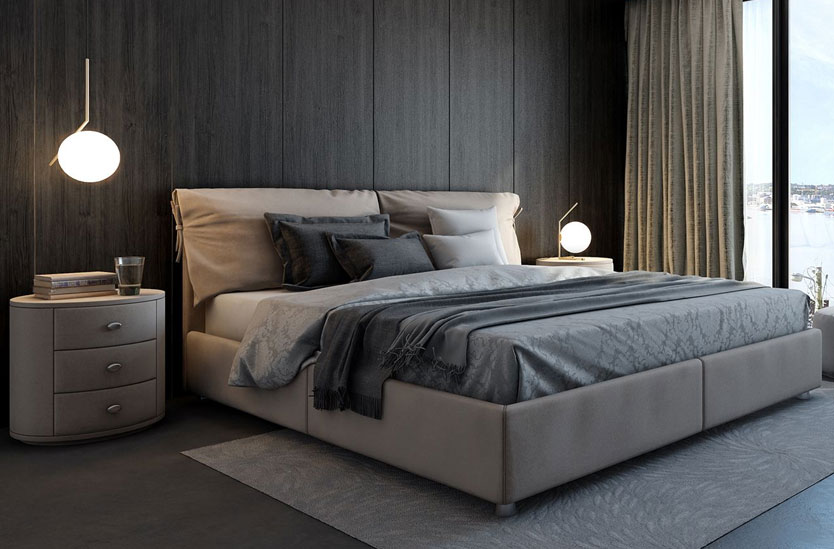 Waterfront Hotel Bedroom Suite 3D photorealistic architectural visualization of a waterfront hotel suite