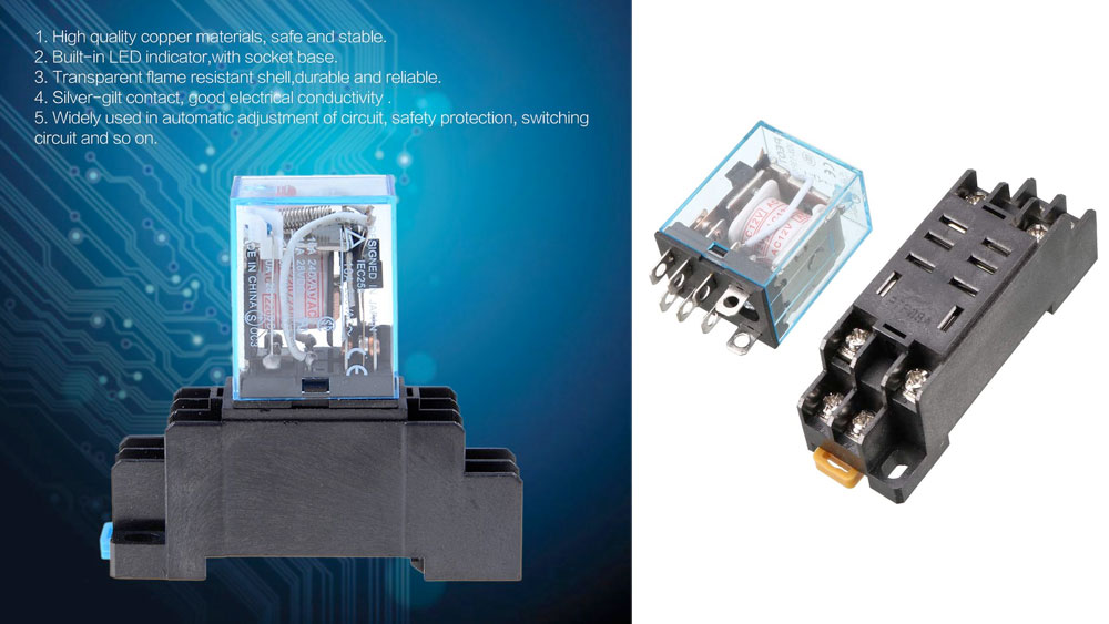 Uxcell 110V Relay with Socket Base The Uxcell AC 110V Coil Power Relay 10A DPDT LY2NJ with PTF08A Socket Base